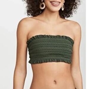 Tory Burch Costa Bandeau Bikini Top in Green Olive (Size S)